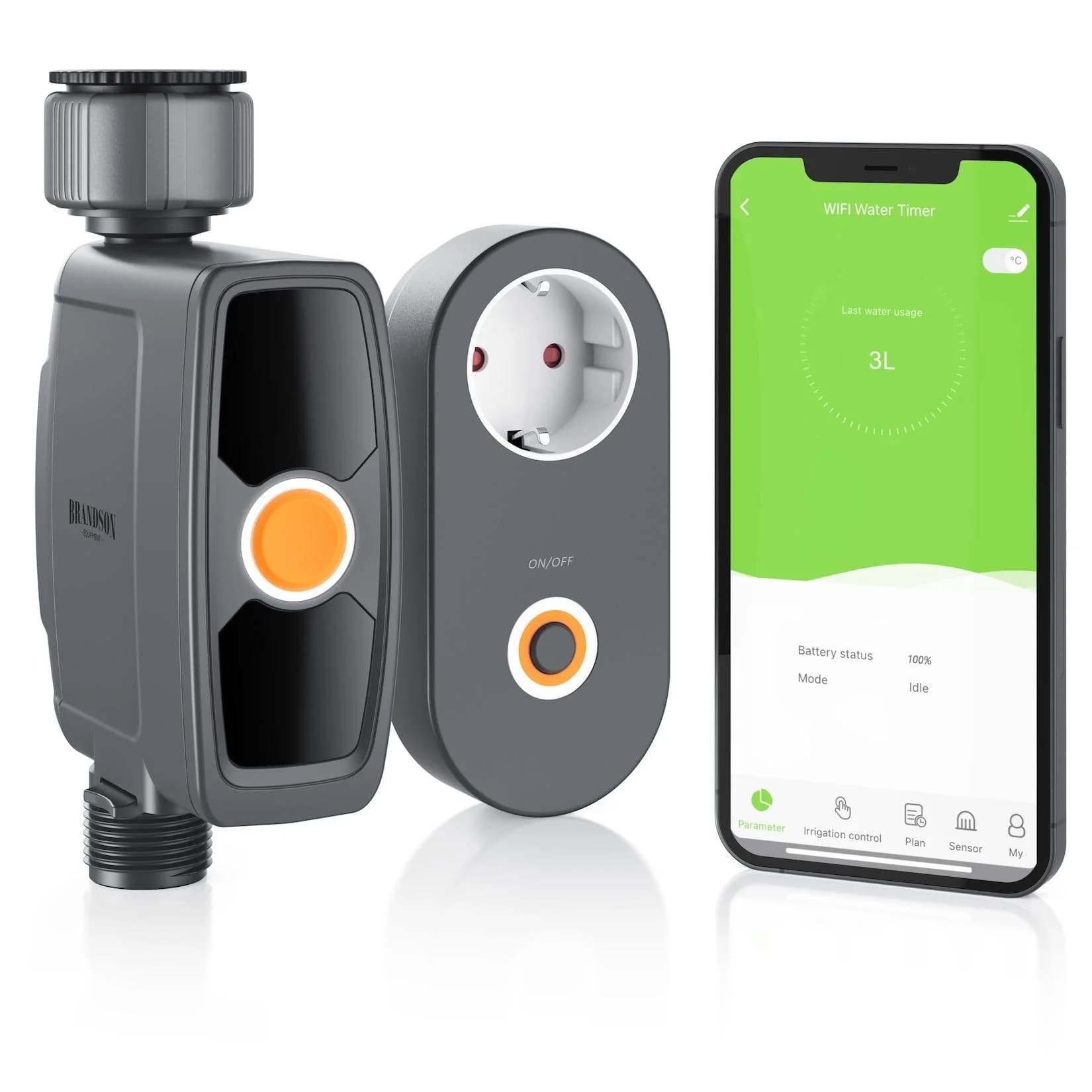 Brandson WiFi Bewässerungscomputer mit Wasserdurchflussmesser