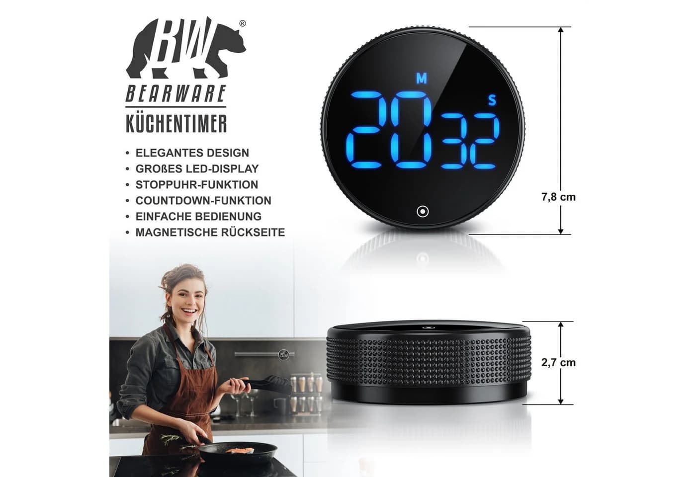BEARWARE Küchentimer Digital Magnetisch LED Display Countdown