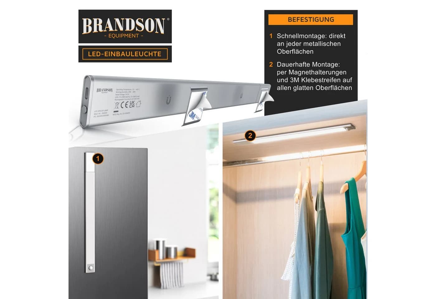 Brandson LED Unterschrankleuchte mit Bewegungsmelder und 3 Lichtfarben - Bild 3