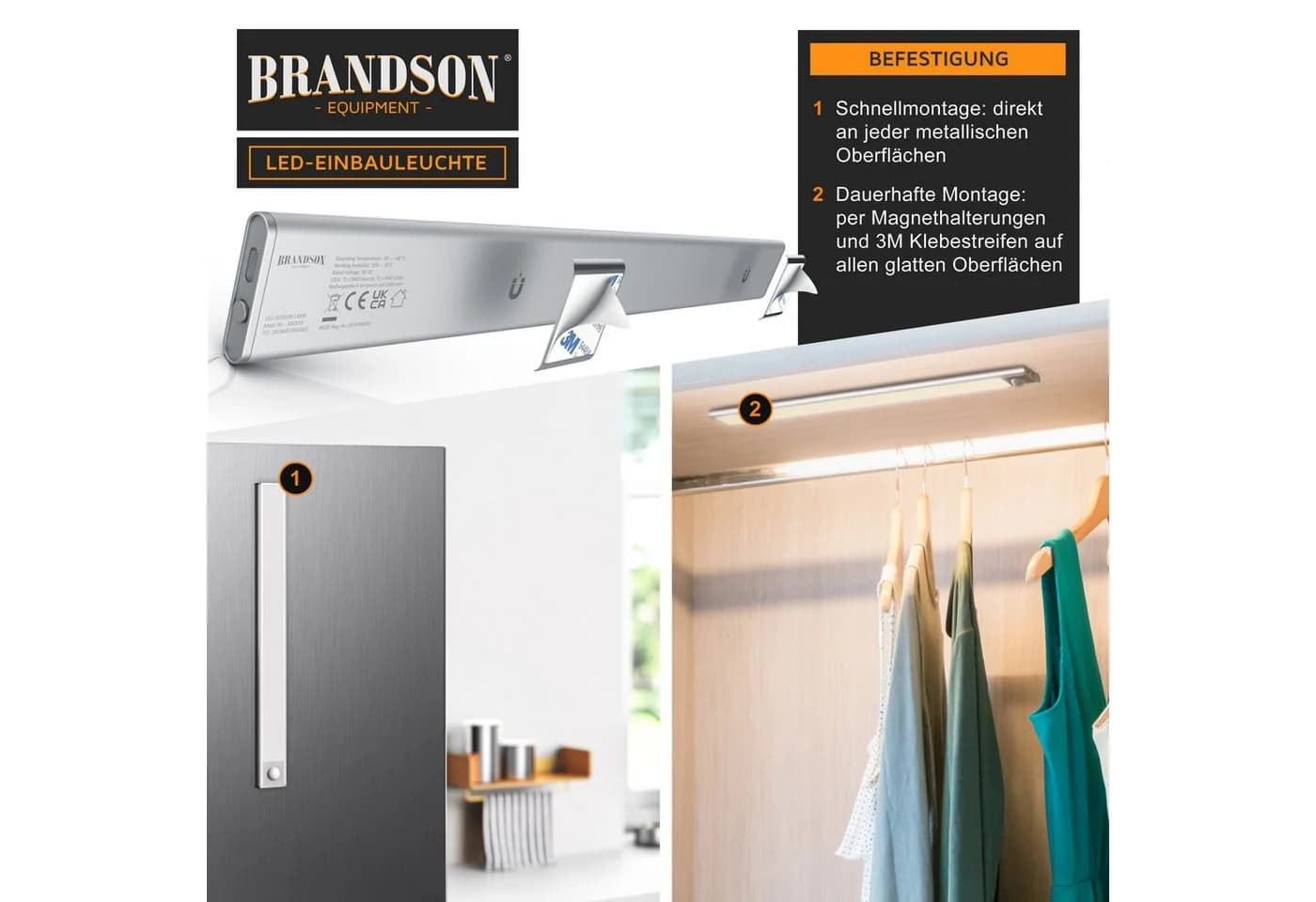 Brandson LED-Unterschrankleuchte mit Bewegungsmelder, 3 Lichtfarben, Dimmbar - Bild 3