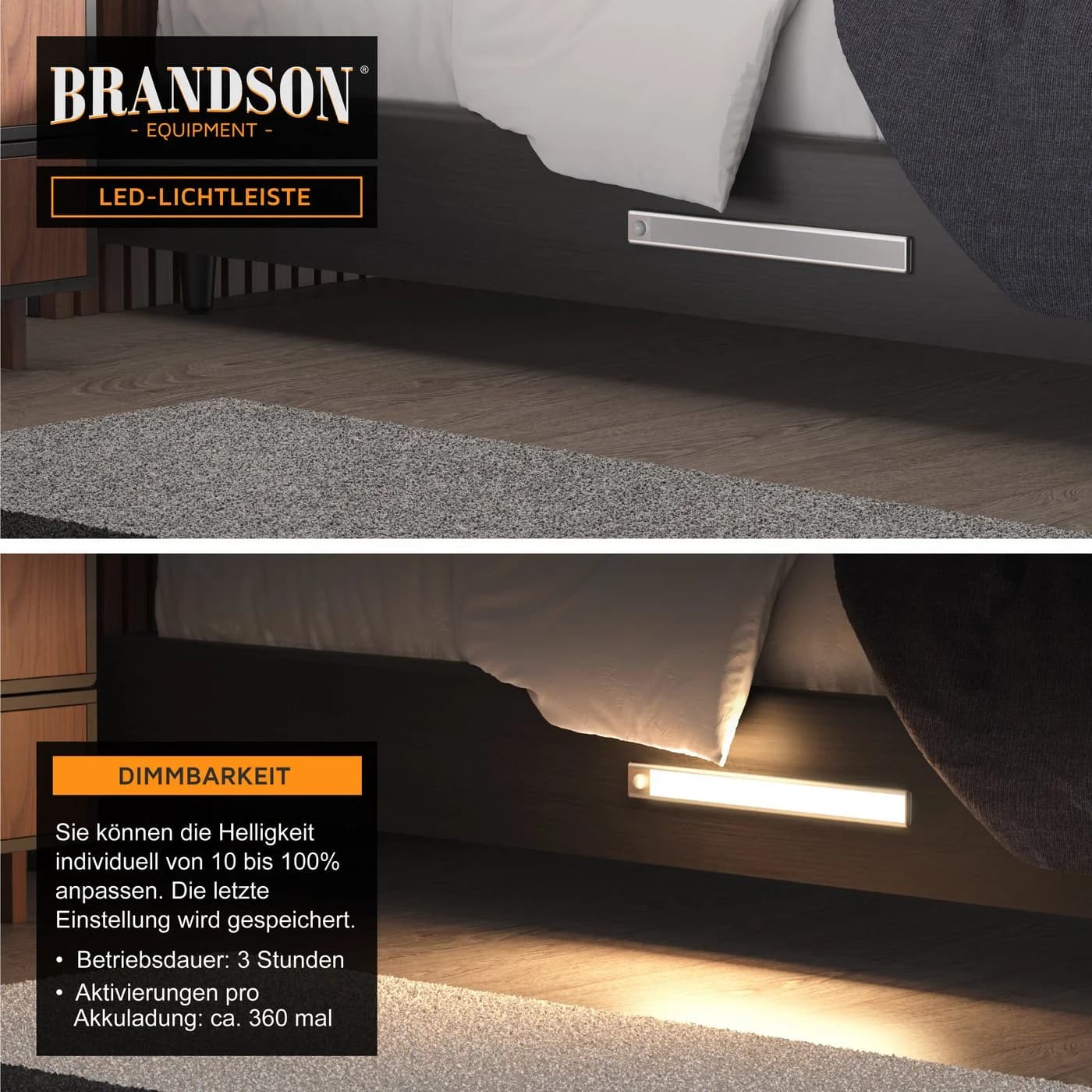 Brandson LED-Unterschrankleuchte mit Bewegungsmelder, 3 Lichtfarben, Dimmbar - Bild 4