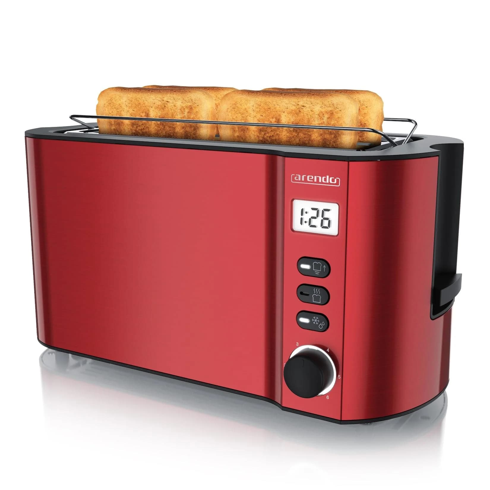 Arendo Toaster Edelstahl mit Brötchenaufsatz Display Touch wärmeisoliert verschiedene Schlitze