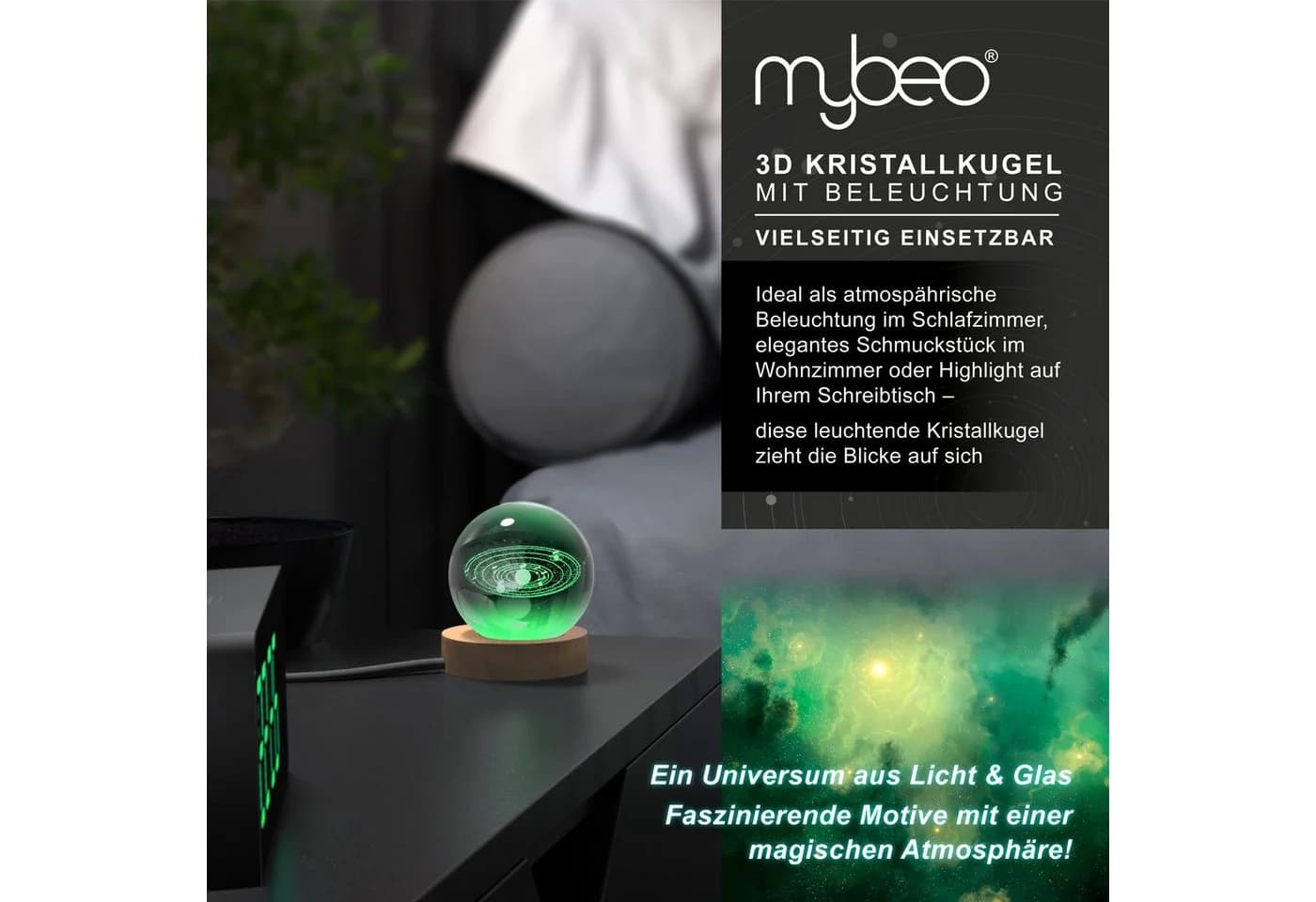 MyBeo LED Dekolicht 3D Glaskugel mit Gravur und Farbwechsel - Bild 4