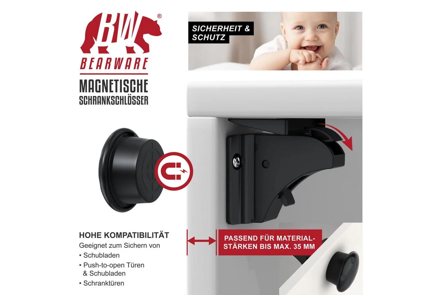 Magnetische, selbstklebende Kindersicherung - Bild 3