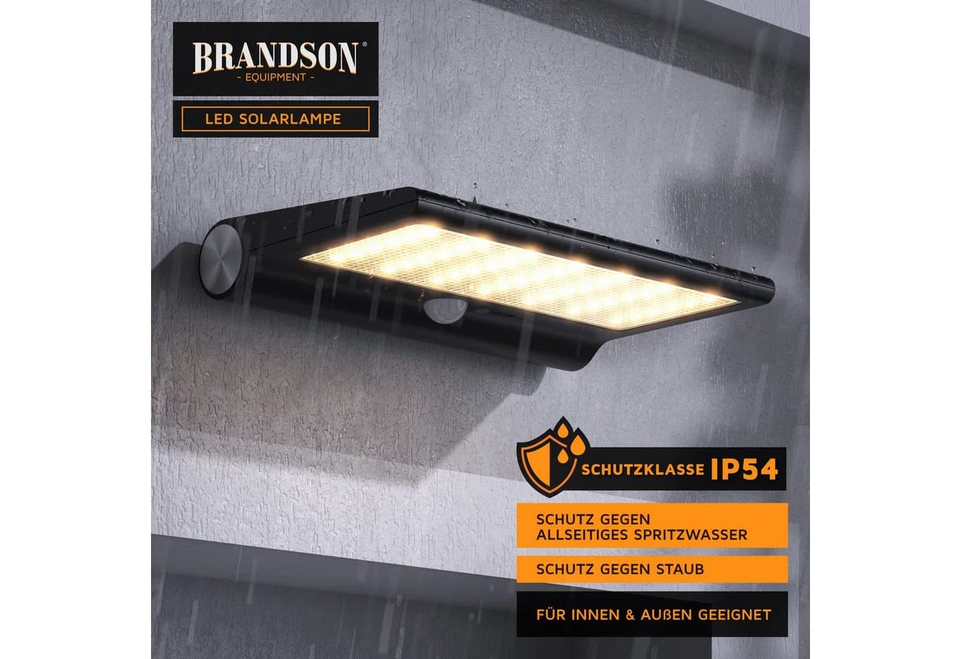 Brandson LED Solarleuchte mit PIR-Sensor 84 LEDs IP54 Schwarz - Bild 3