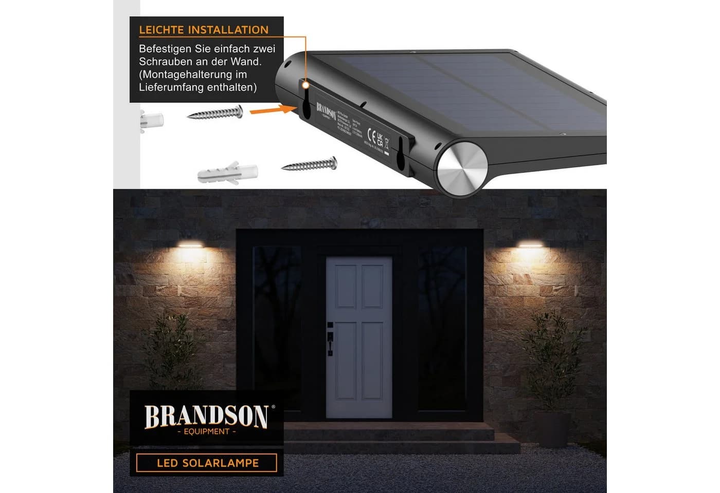 Brandson LED Solarleuchte mit PIR-Sensor 84 LEDs IP54 Schwarz - Bild 4