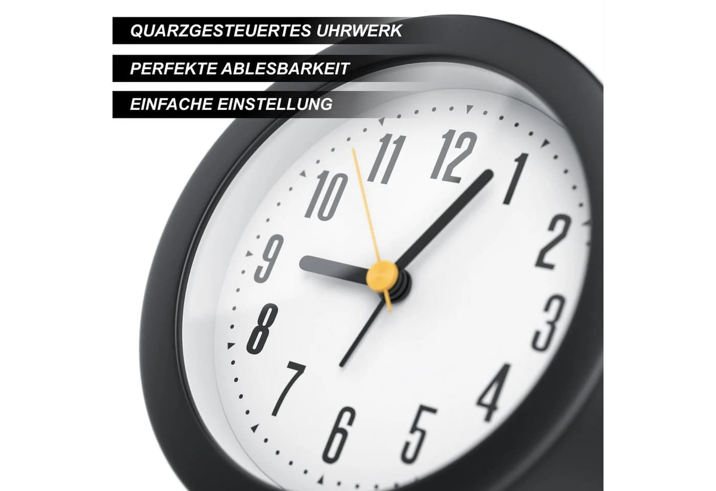 BEARWARE Retro Wecker Schwarz Weiß Großes Ziffernblatt Batteriebetrieben - Bild 4