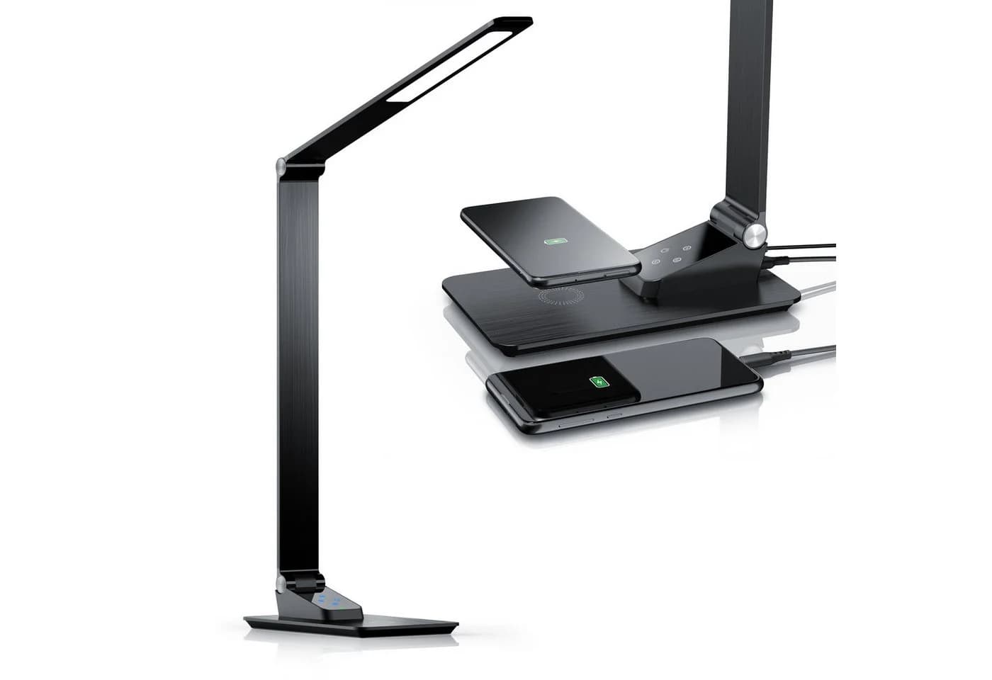 Brandson Schreibtischlampe Metall Schwarz mit Wireless Charging und USB - Bild 2