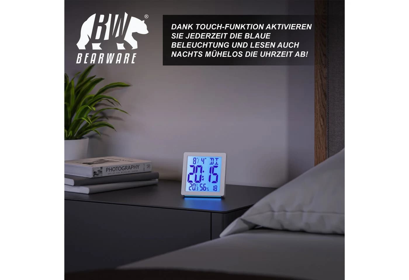 BEARWARE Digitalwecker LCD mit Temperatur, Luftfeuchtigkeit & Schlummerfunktion - Bild 5