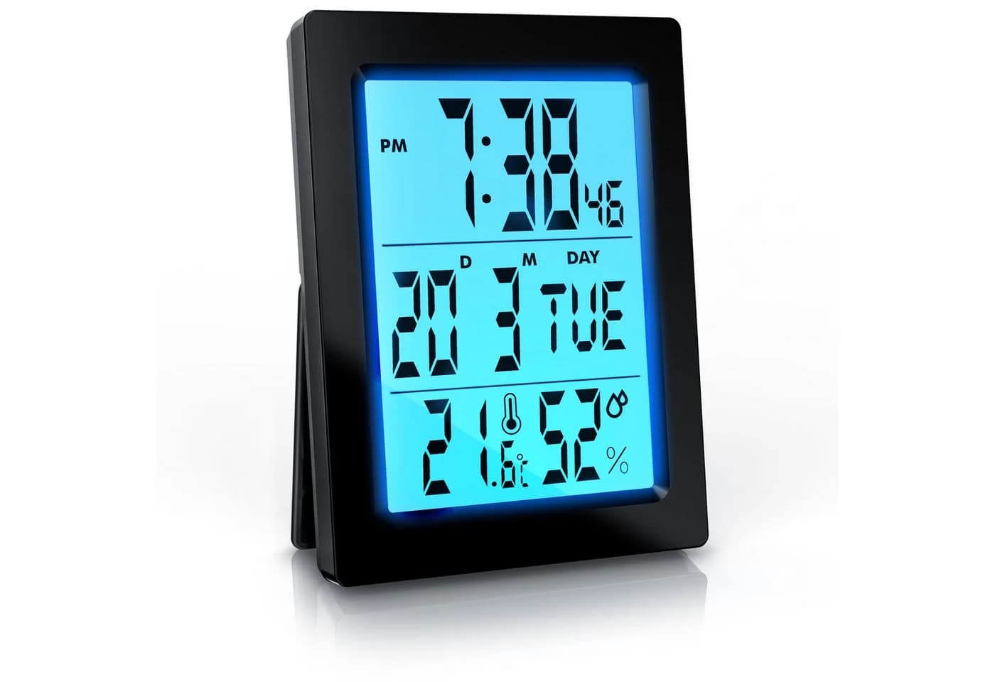 BEARWARE Digitalwecker Schwarz mit Temperaturanzeige & 2 Alarmen - Bild 2