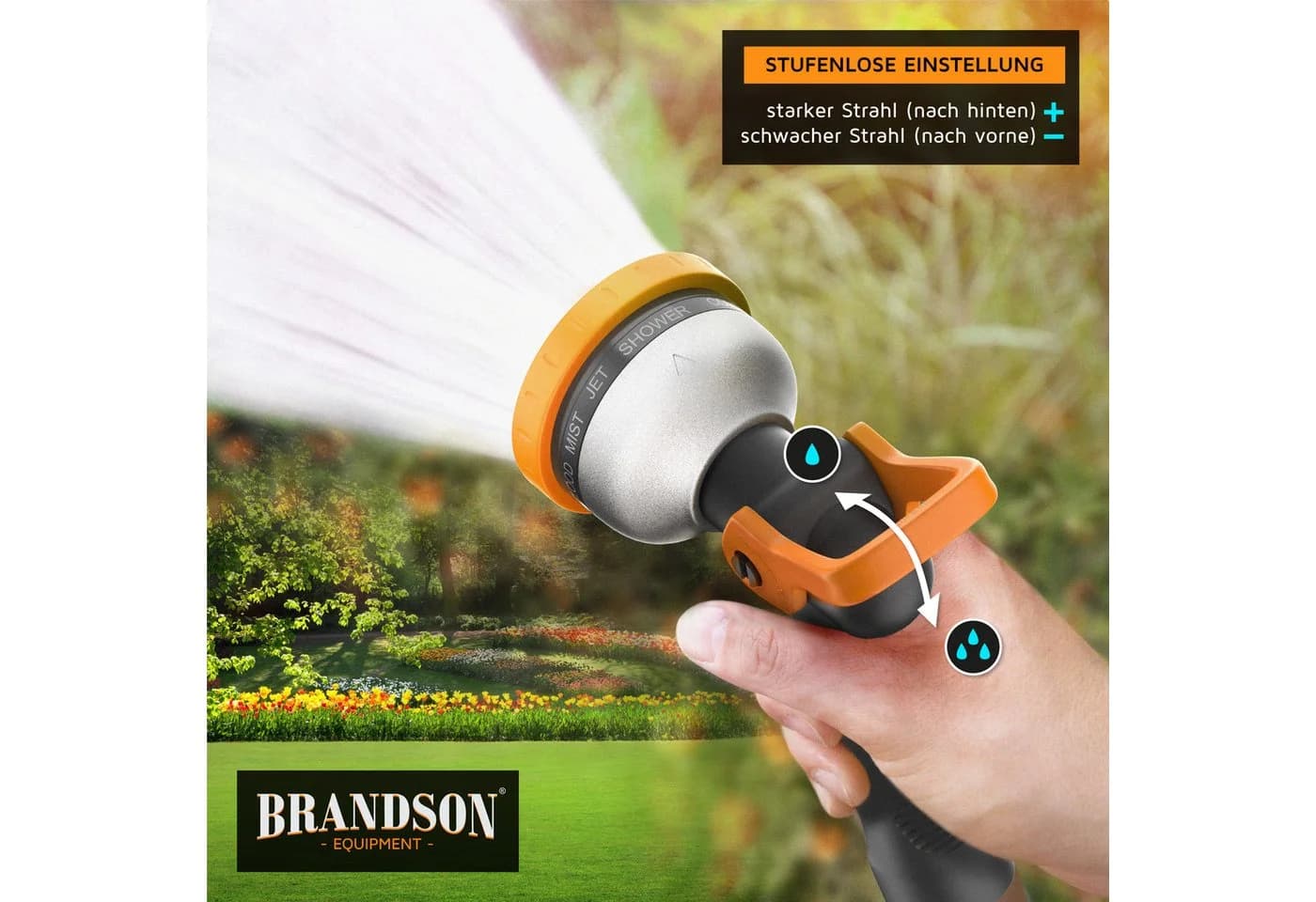 Brandson Multifunktionsbrause Garten Handbrause 9 Sprühprofile Metallkopf - Bild 5