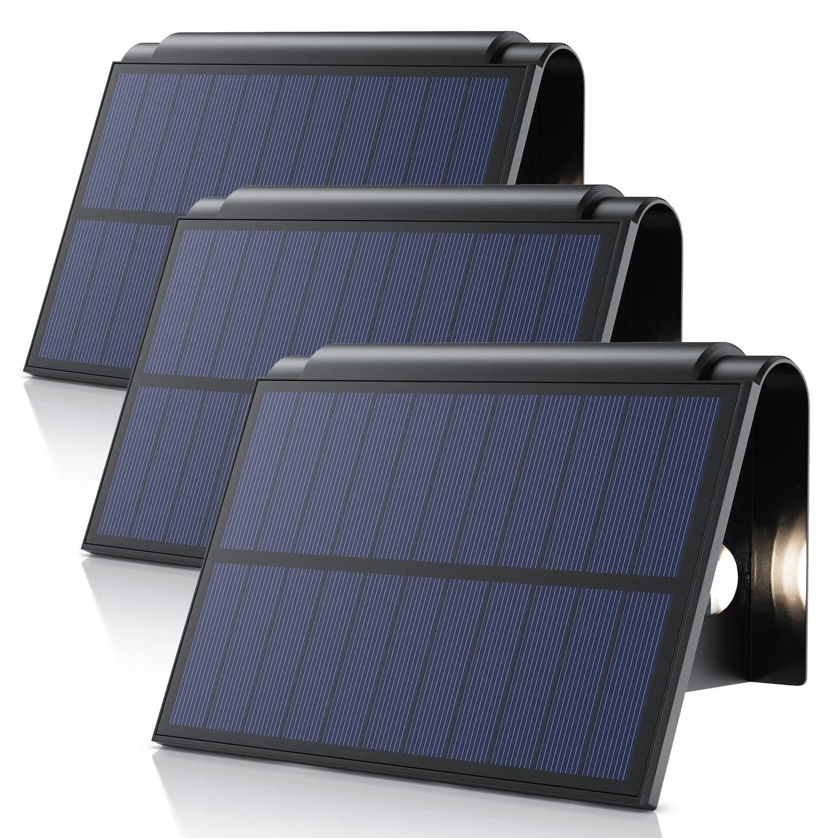 BEARWARE 3x LED Solar Wandleuchte Außen IP54 Warmweiß