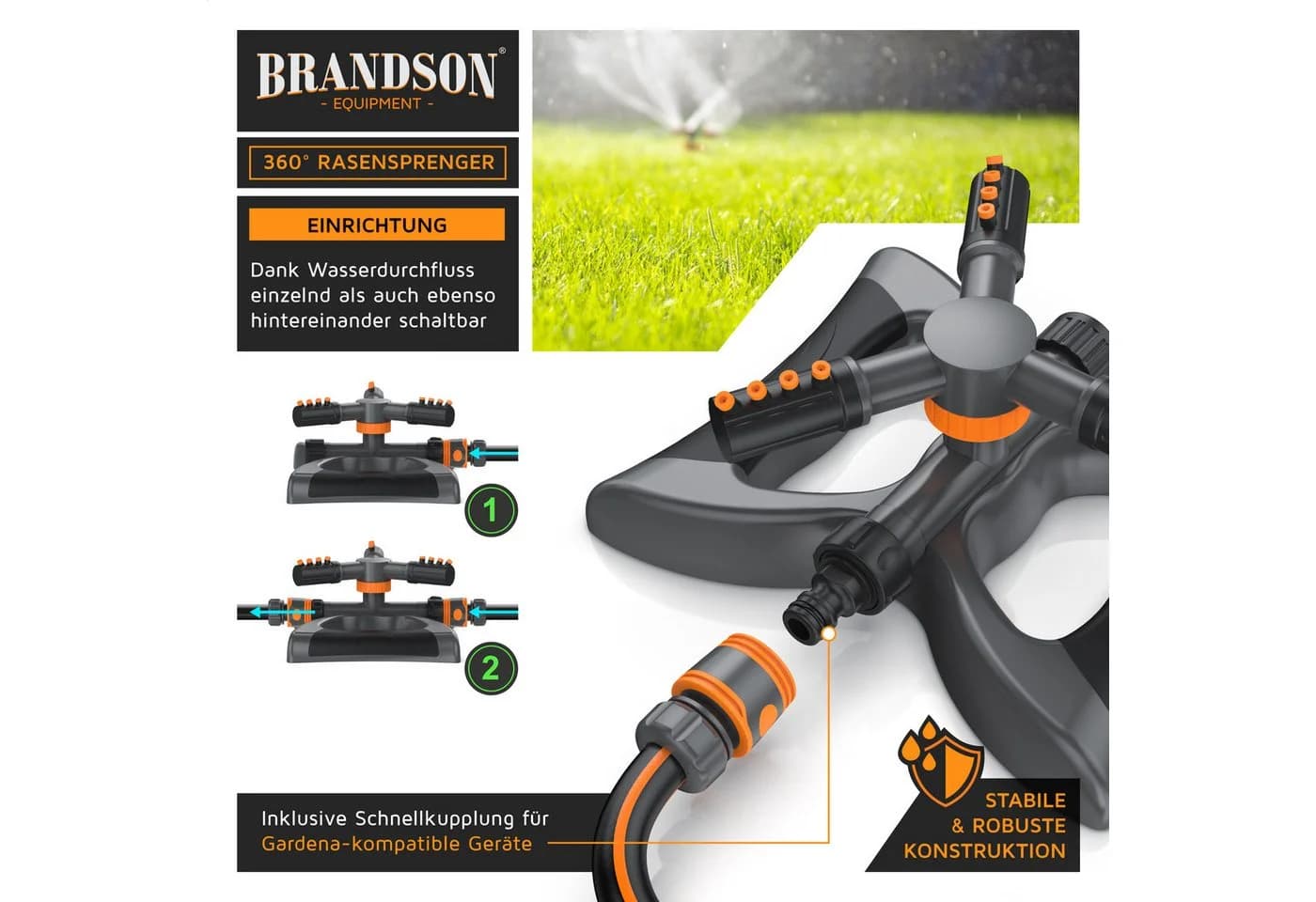 Brandson 2x Kreisregner Garten Sprinkler 360° Rasensprenger - Bild 4