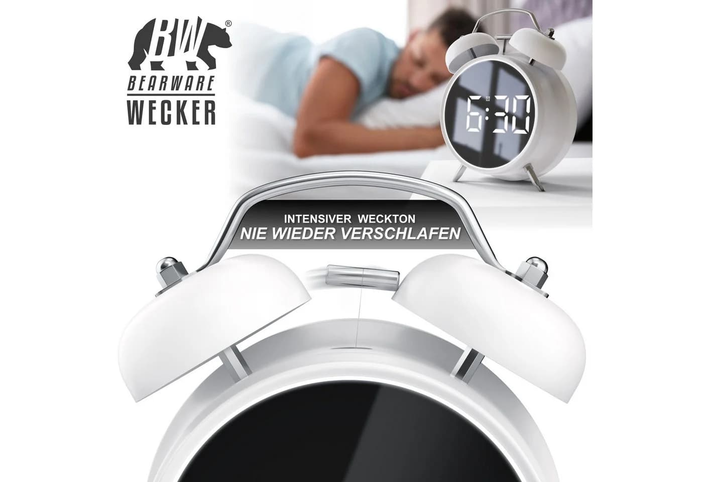 BEARWARE Wecker Digital Retro mit Lichtring und lautem Alarm - Bild 4