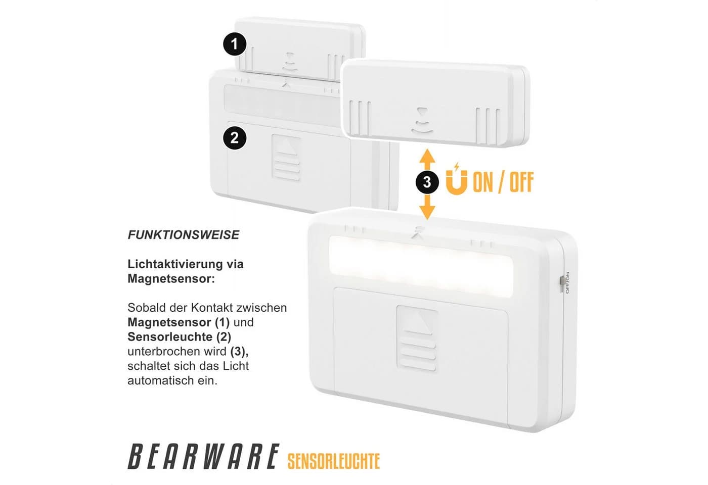 BEARWARE LED Schubladenleuchte Warmweiß mit Magnetsensor - Bild 3