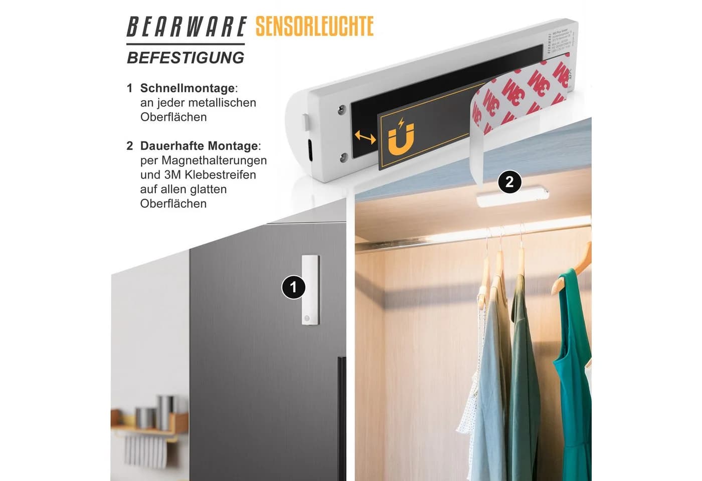 BEARWARE Smarte LED-Sensorleuchte mit Bewegungsmelder 4 Lichtfarben - Bild 3