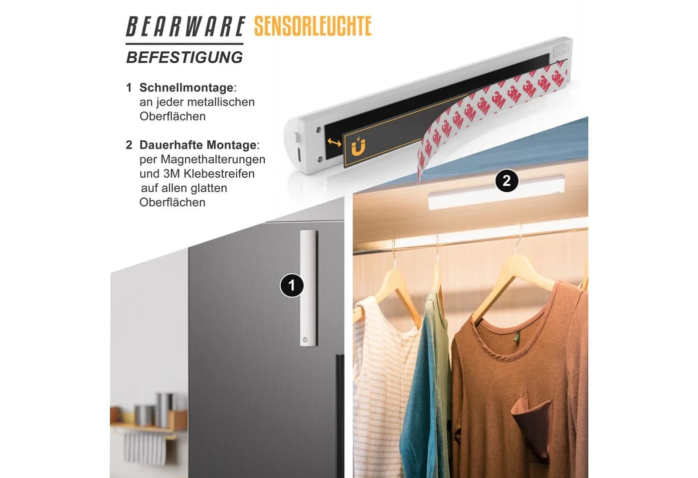 BEARWARE Smarte LED-Sensorleuchte mit Bewegungsmelder 4 Lichtfarben - Bild 3