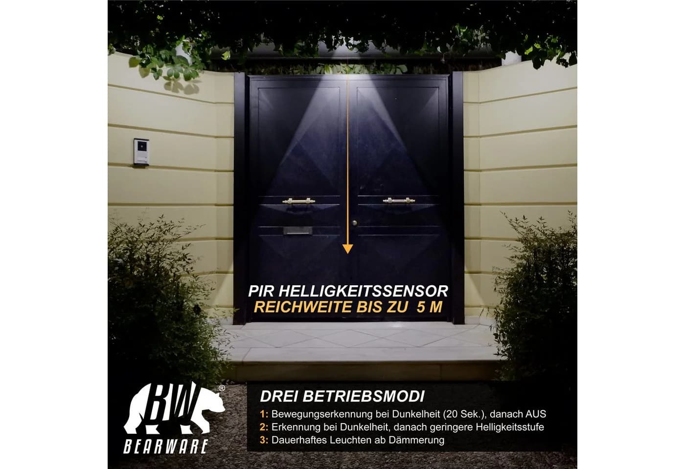 BEARWARE LED Solarleuchte Außen mit Bewegungsmelder & Akku Schwarz - Bild 5