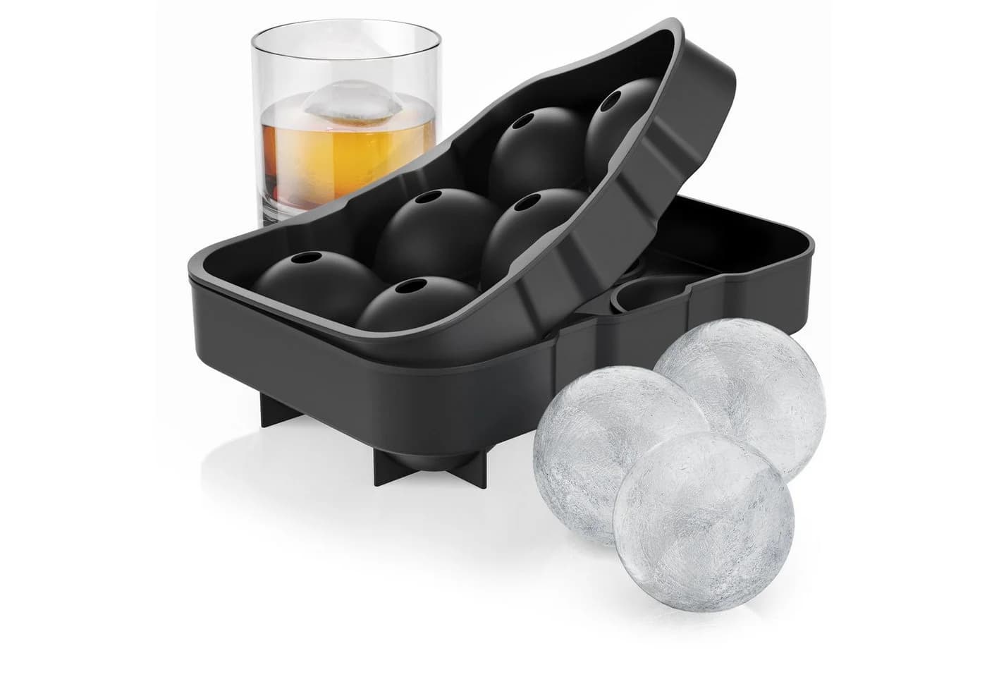 Arendo Eiswürfelform 6x Kugelform Schwarz mit Trichter - Bild 2