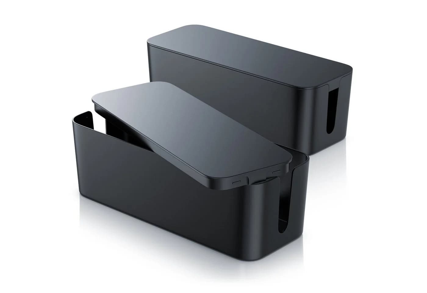 BEARWARE Kabelbox 2-tlg Schwarz/Weiß mit Gummifüßen - Bild 2