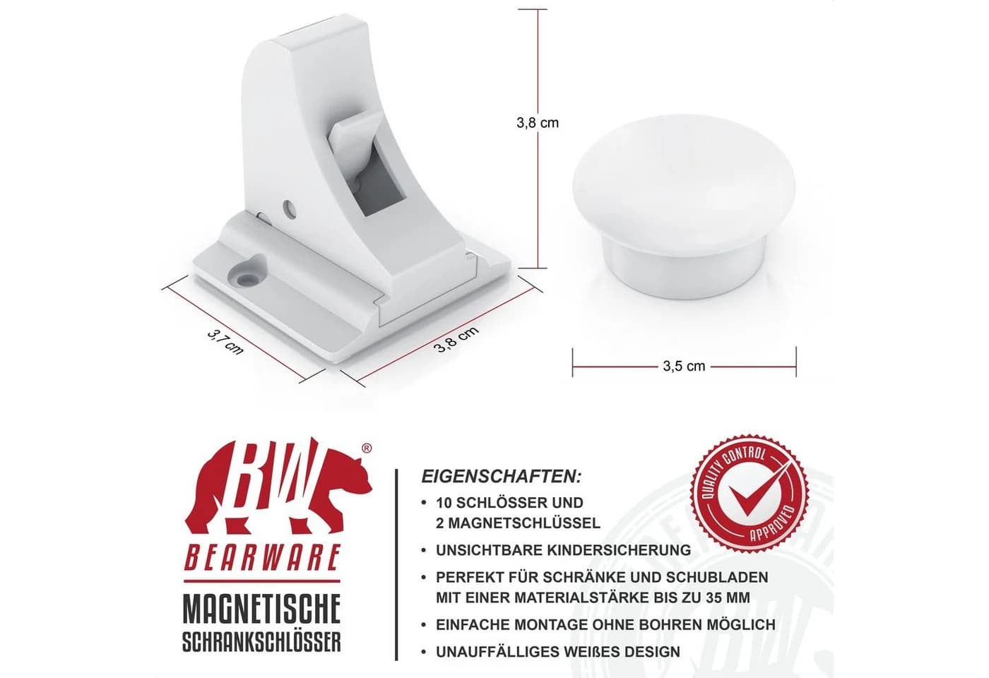 BEARWARE Kindersicherung Babysicherung Schrankschloss, Magnetisch, 10 Schlösser - Bild 4