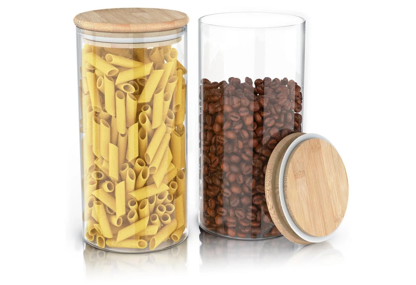 Arendo Aufbewahrungsbecher 2x 1,5L Borosilikatglas mit Bambusdeckel - Bild 5