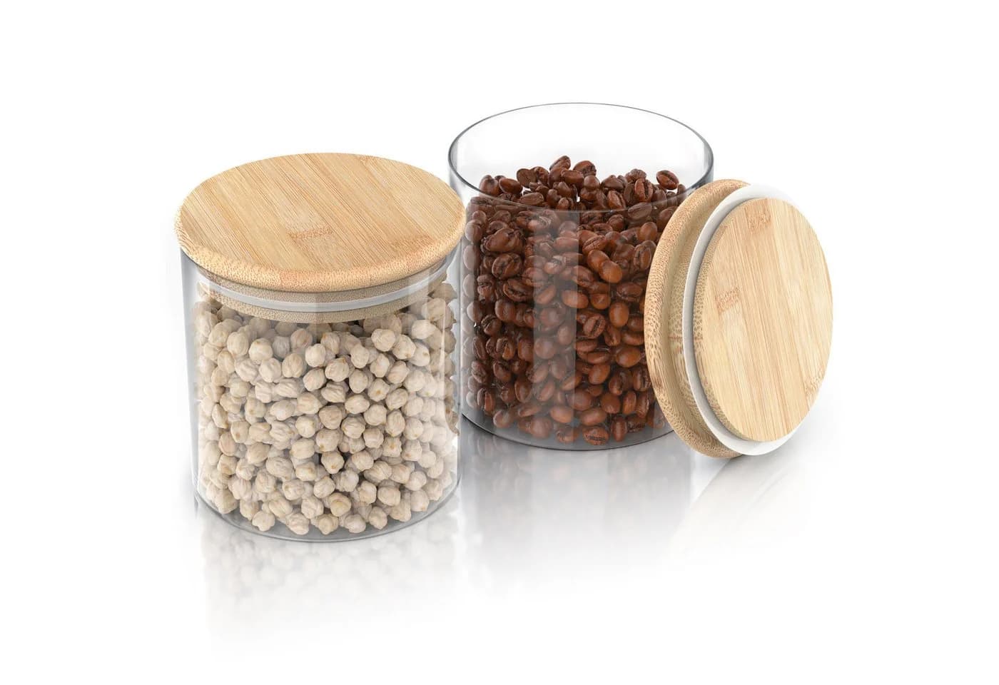 Arendo Aufbewahrungsbecher 2x 0,75 L Glas mit Bambusdeckel - Bild 5