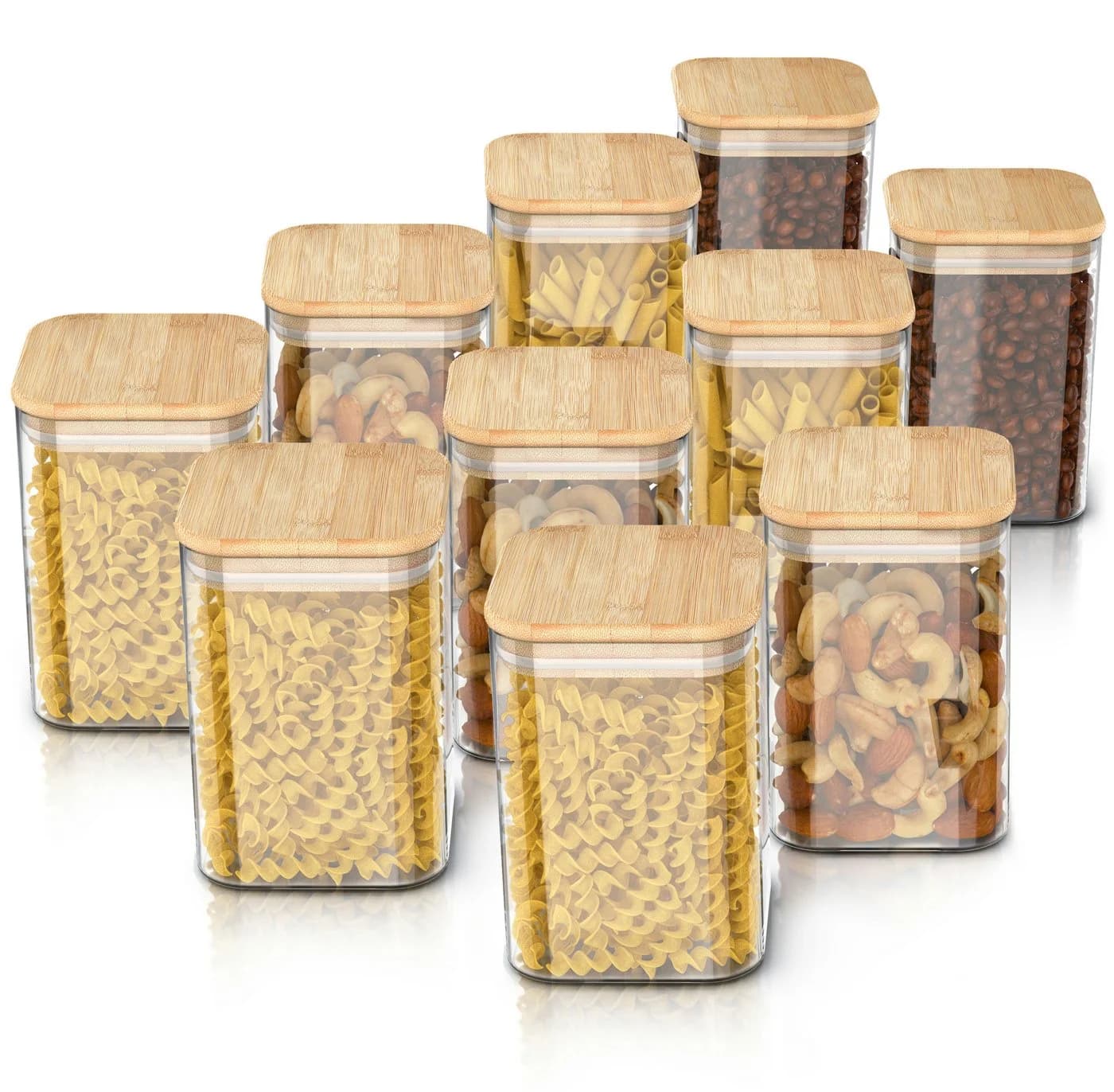 Arendo Glasbehälter-Set 10x 1,2L mit Bambusdeckel - Bild 2