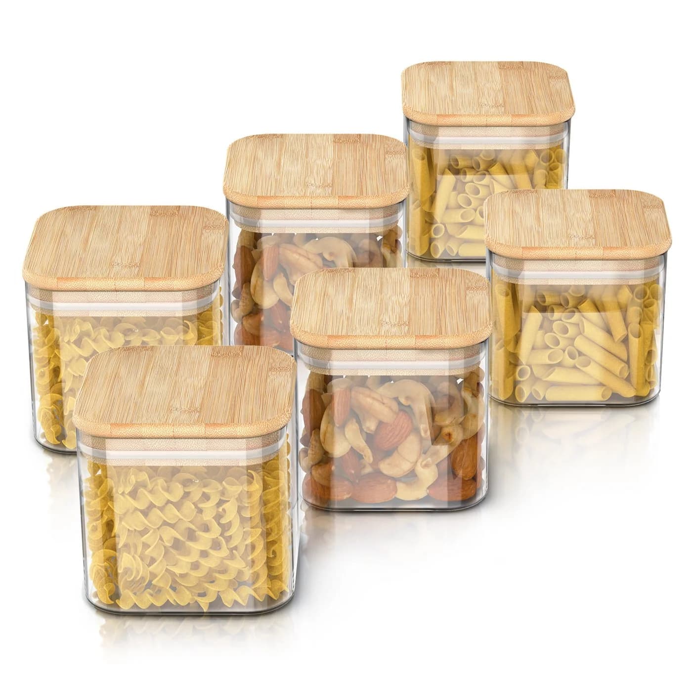 Arendo Glasbehälter-Set 6x 0,8 L mit Bambusdeckel - Bild 2