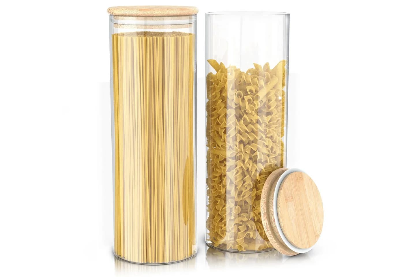 Arendo Vorratsbehälter-Set 4x 2,2 L Glas mit Bambusdeckel - Bild 5