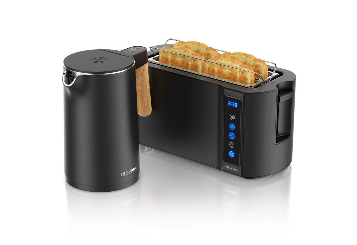 Arendo Frühstücks-Set 2-tlg. Toaster & Wasserkocher Edelstahl Grau - Bild 2