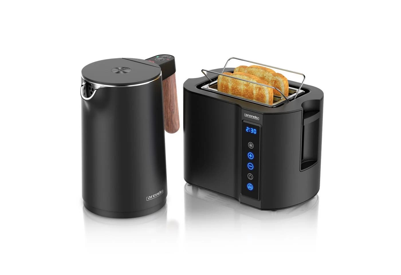 Arendo Frühstücks-Set Edelstahl Wasserkocher & Toaster Schwarz Touch - Bild 2