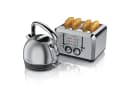 Arendo Frühstücks-Set Edelstahl Wasserkocher & 4-Scheiben Toaster Retro Silber Bild 2