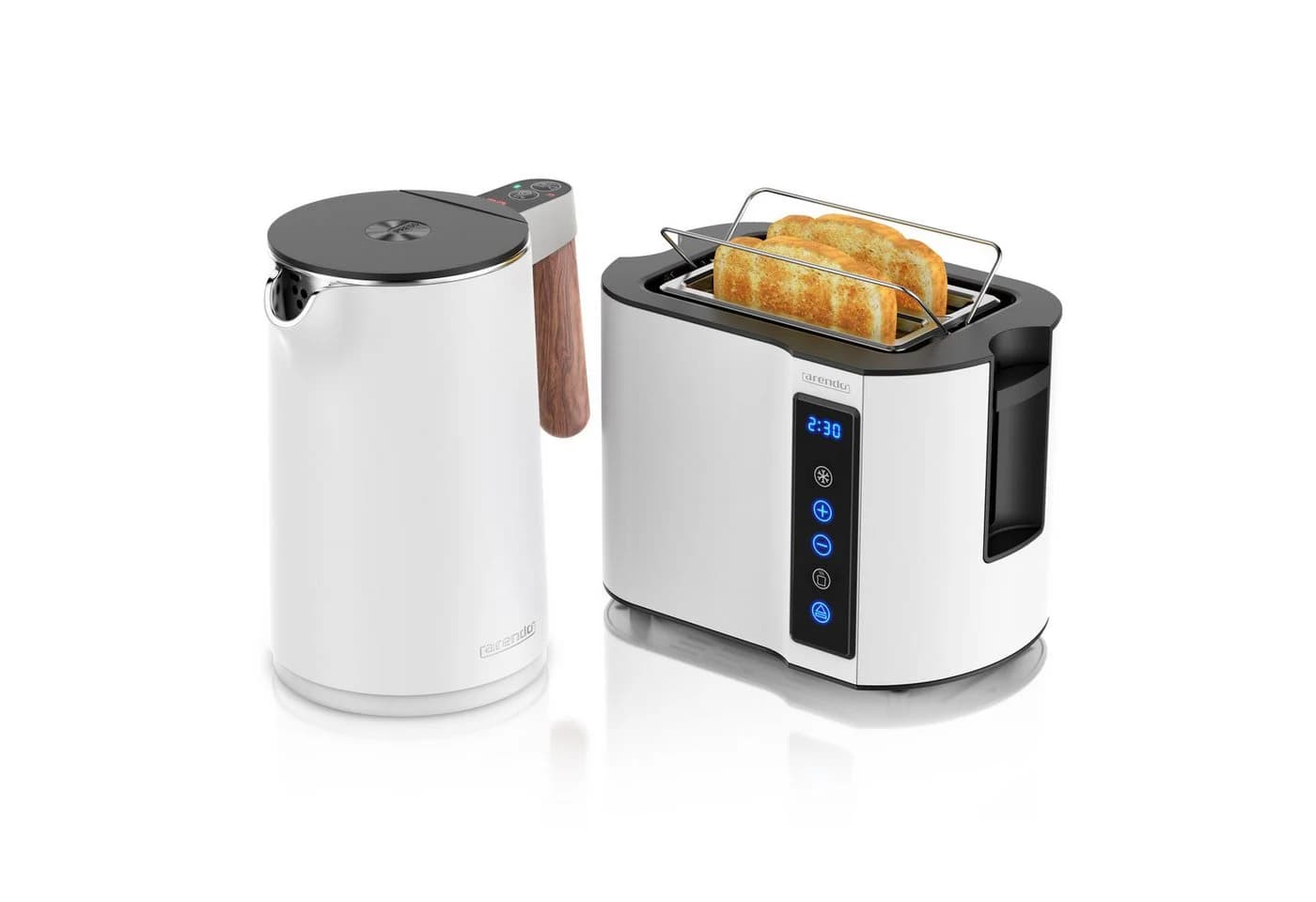 Arendo Frühstücks-Set Weiß Edelstahl Wasserkocher & Toaster Touch - Bild 2