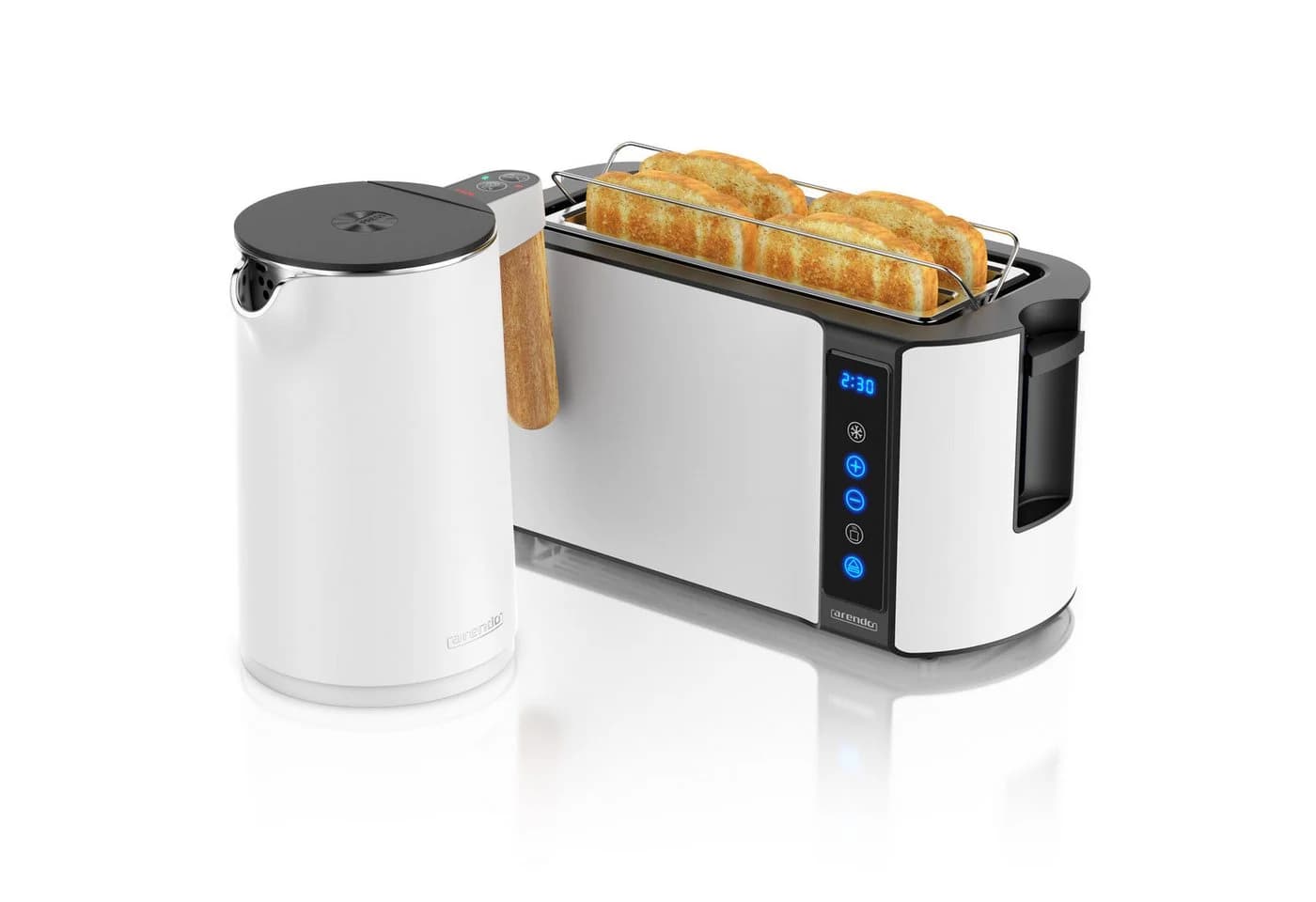 Arendo Frühstücks-Set Edelstahl Wasserkocher & Toaster Touch Weiß - Bild 2