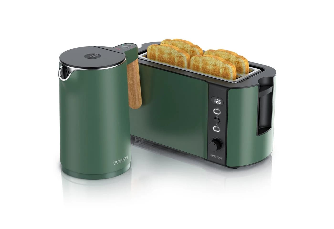 Arendo Frühstücks-Set Edelstahl Wasserkocher & 4-Scheiben Toaster Grün - Bild 2