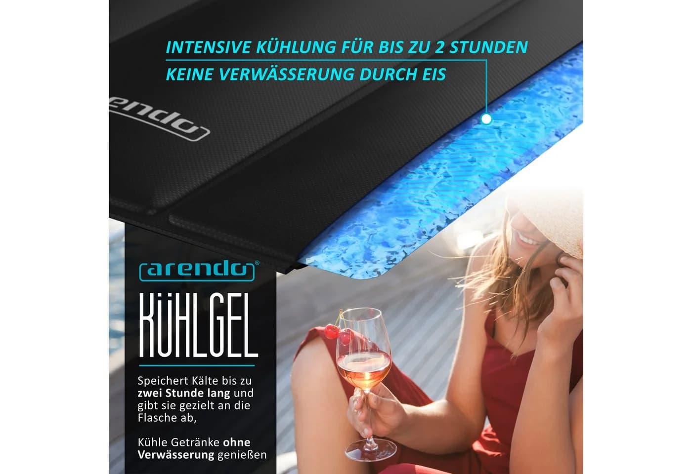 Arendo Wein- und Sektkühler Manschette Schwarz Flexibel - Bild 4