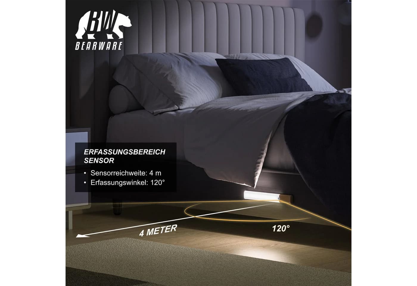 BEARWARE Unterschrankleuchte mit Bewegungsmelder, Akku, 3 Farbtemperaturen, dimmbar, USB-C, Magnetbefestigung - Bild 5