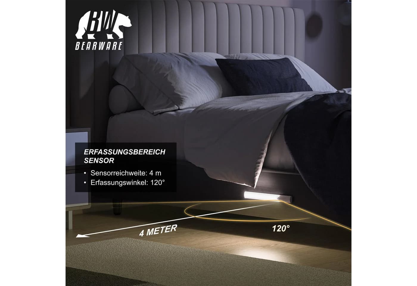 BEARWARE Unterschrankleuchte Schranklicht mit Bewegungsmelder, Akku, 3 Lichtfarben, dimmbar, PIR, Lichtsensor, Memory-Funktion, Dauerlicht, Auto-Modus, LED, Warmweiß, Neutralweiß, Kaltweiß, 500 mAh, USB-C, Magnethalterung - Bild 5