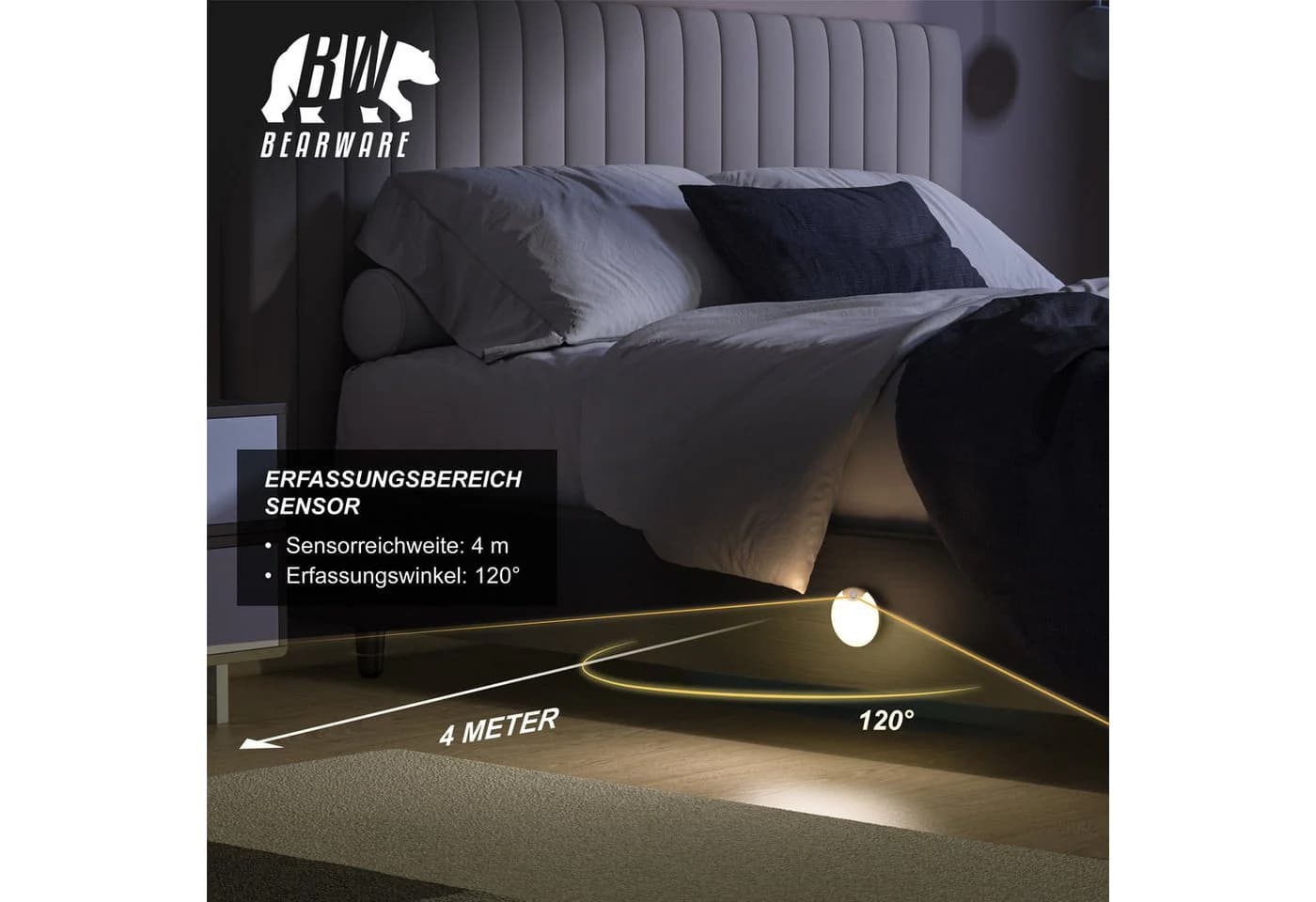 BEARWARE LED Nachtlicht 2er Set Akku USB-C Bewegungsmelder - Bild 3
