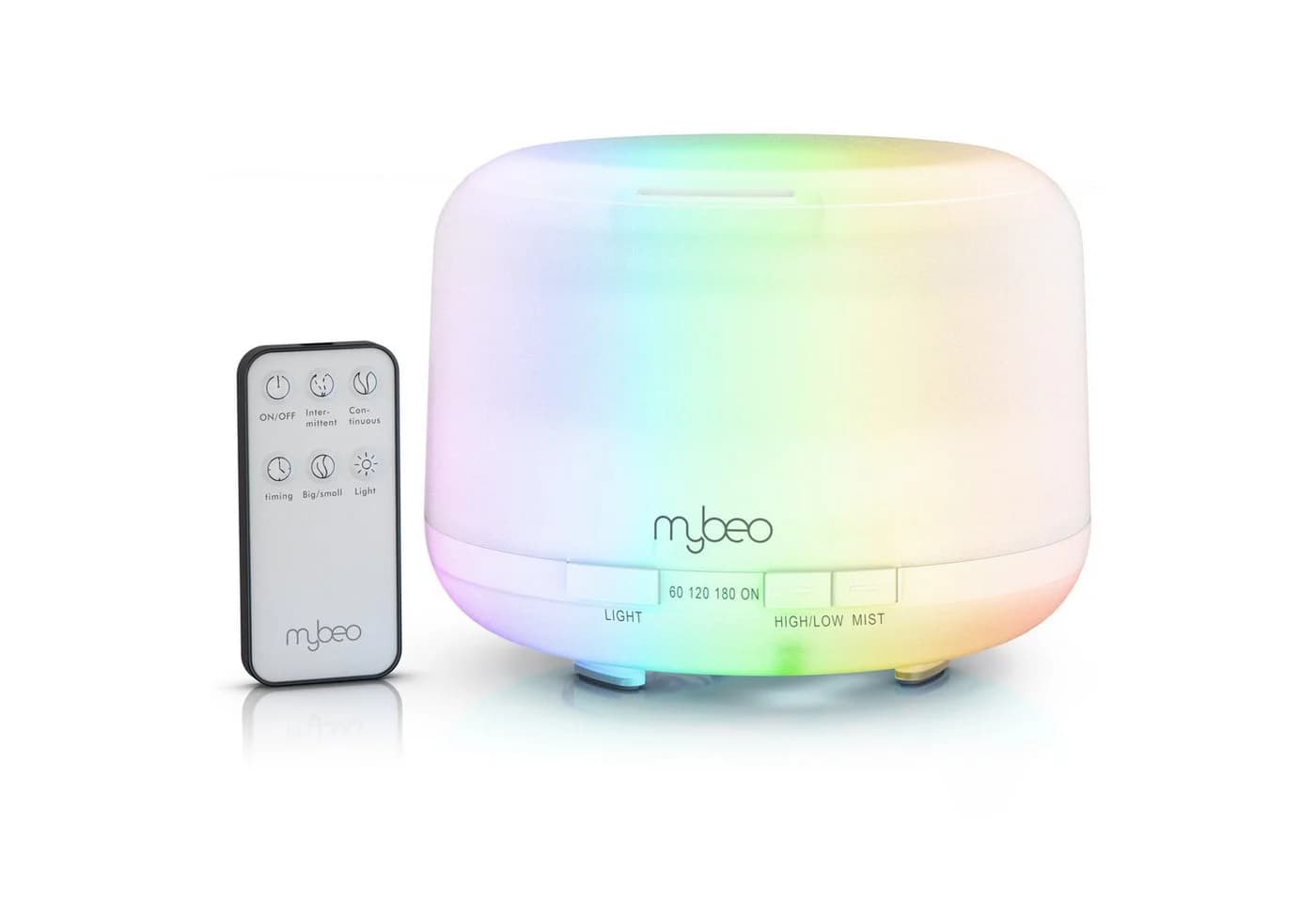 MyBeo Luftbefeuchter Aroma Diffuser 0,5 L mit Stimmungslicht in 7 Farben, 2 Nebelstufen, RGB, Timer, Fernbedienung - Bild 2