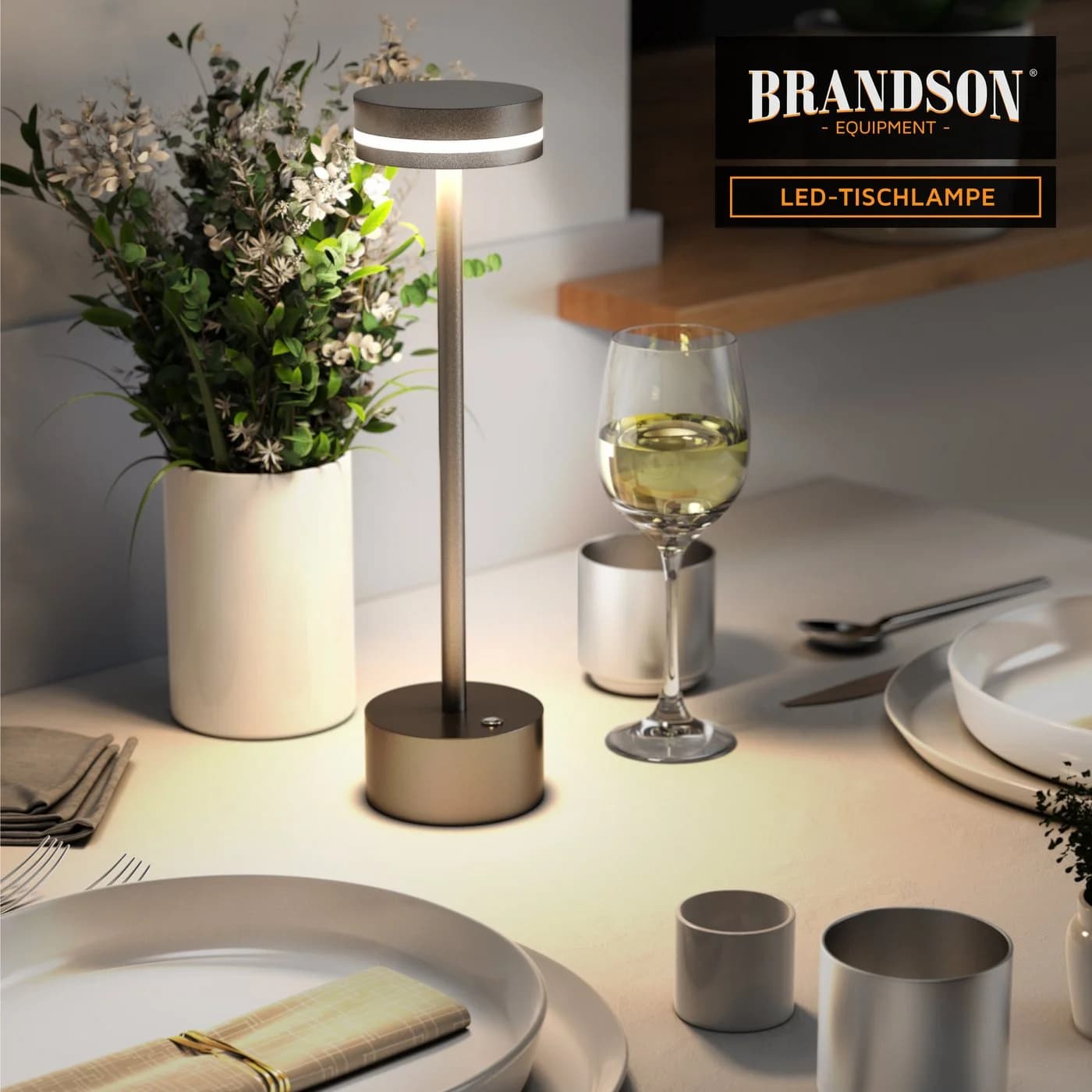 Brandson LED Tischleuchte Grau Dimmbar 3 Lichtfarben Akku - Bild 5