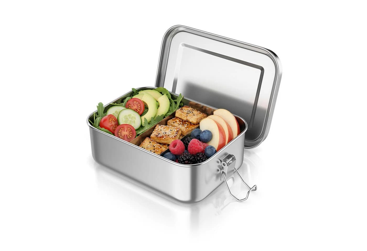Arendo Lunchbox Edelstahl 800ml mit Fächern Silber - Bild 2