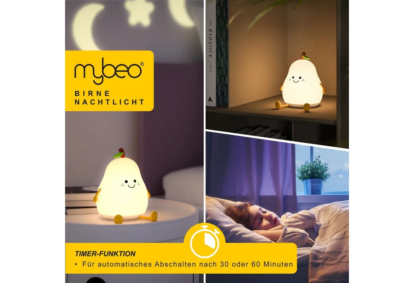 MyBeo LED Nachtlicht für Babys und Kinder, dimmbar, RGB Farbwechsel, Akku, USB-C - Bild 3
