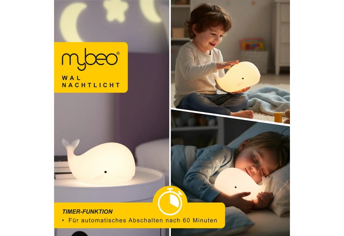 MyBeo LED Nachtlicht Wal mit RGB Farbwechsel und Timer - Bild 3