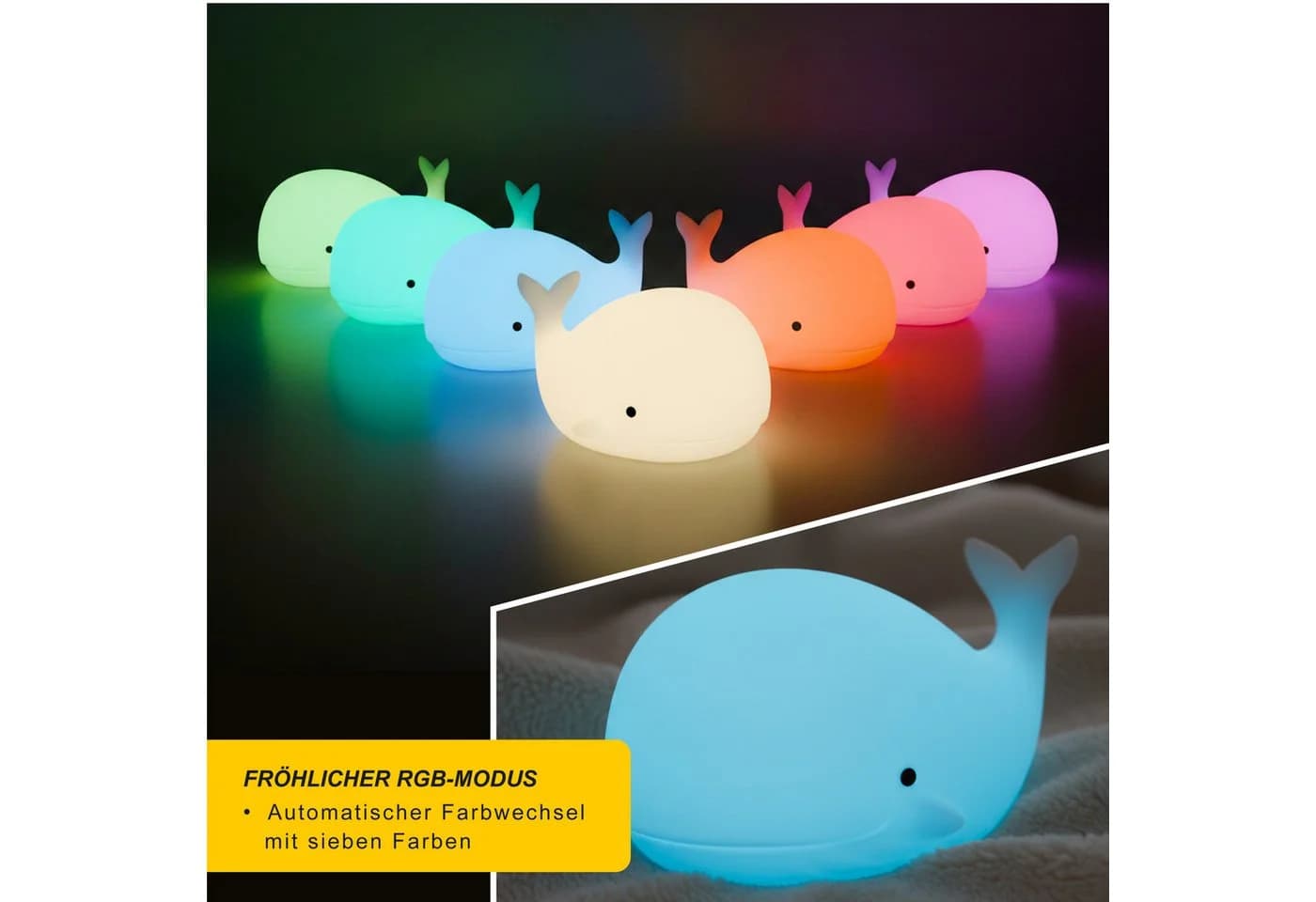 MyBeo LED Nachtlicht Wal mit RGB Farbwechsel und Timer - Bild 5