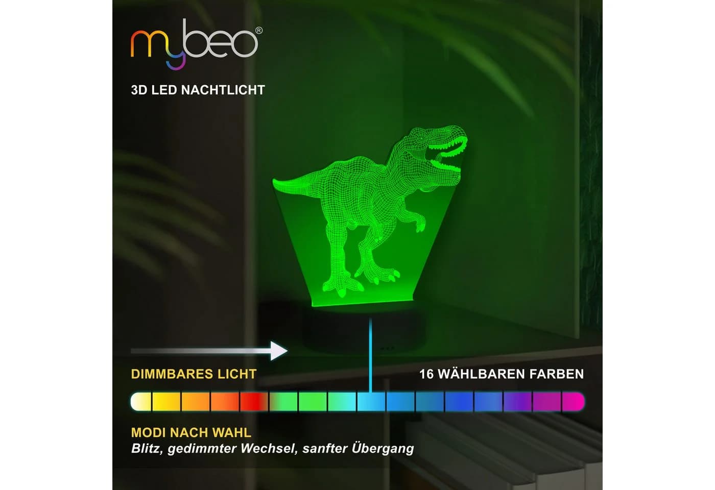 MyBeo LED Nachtlicht 3D Effekt Tischlampe für Kinder, Jungs & Mädchen - Bild 5