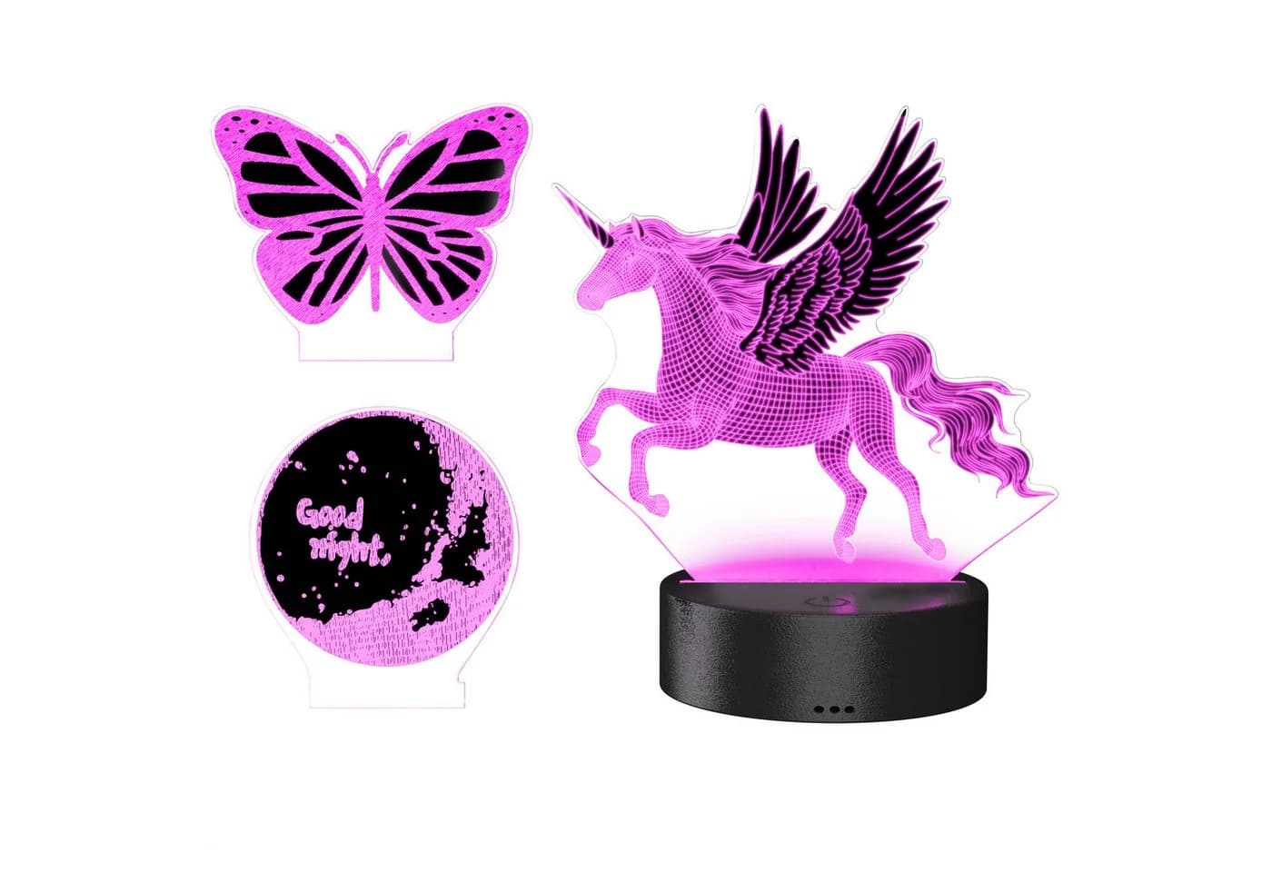MyBeo LED Nachtlicht 3D Effekt Tischlampe mit 3 Motiven & Fernbedienung - Bild 2