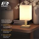 MyBeo LED Nachttischlampe Stoffschirm Holzfuß 3 Lichtmodi Bild 3