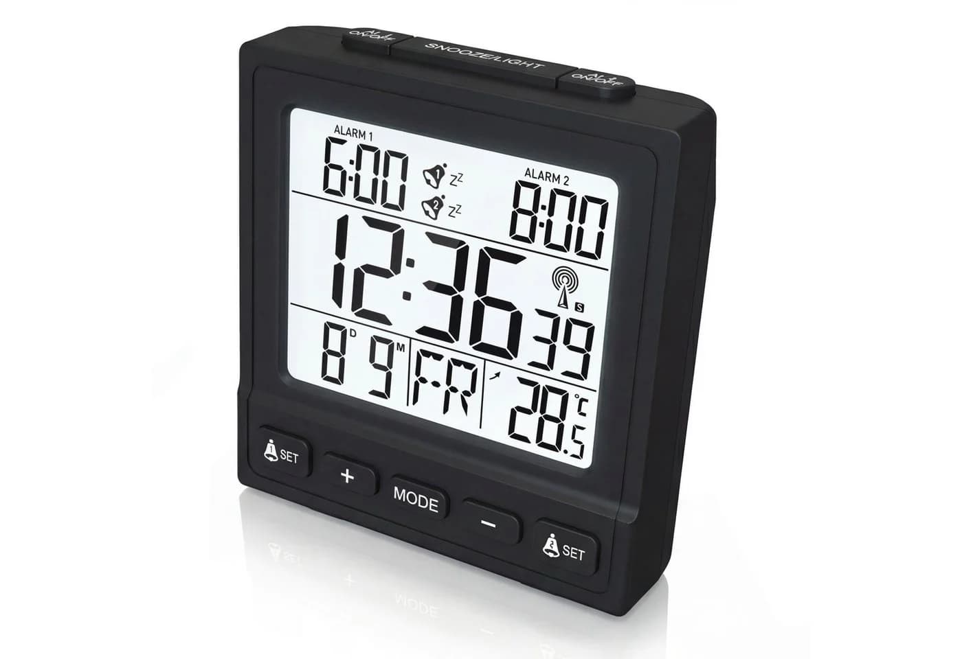 BEARWARE Reisewecker Digital DCF-Funkwecker 2 Alarme Snooze Temperaturanzeige - Bild 2